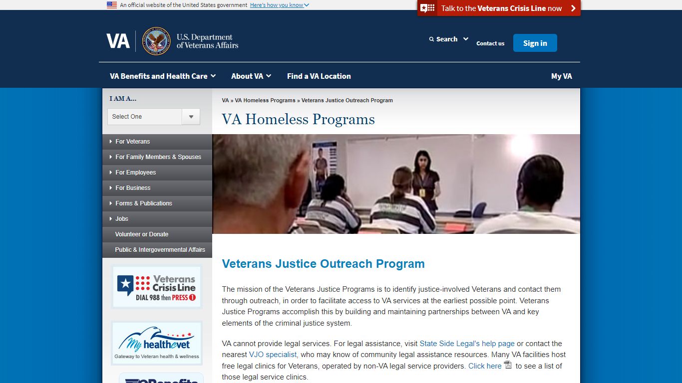 Veterans Justice Outreach Program - VA Homeless Programs